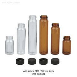 SciLab® 20~60㎖ Sample Vials, with PP Screwcap & Septa “Pack-Set” With “USP-I” Boro 5.0 Glass, Clear & Amber 20~60㎖ 샘플 바이알 Pack-Set, Septa 내장된 캡이 분리포장으로 된 팩세트