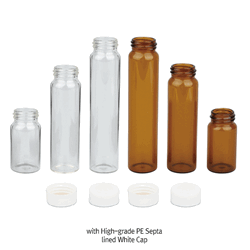 SciLab® 20~60㎖ Sample Vials, with PP Screwcap & Septa “Pack-Set” With “USP-I” Boro 5.0 Glass, Clear & Amber 20~60㎖ 샘플 바이알 Pack-Set, Septa 내장된 캡이 분리포장으로 된 팩세트