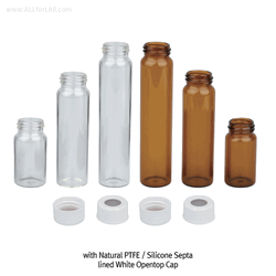 SciLab® 20~60㎖ Sample Vials, with PP Screwcap & Septa “Pack-Set” With “USP-I” Boro 5.0 Glass, Clear & Amber 20~60㎖ 샘플 바이알 Pack-Set, Septa 내장된 캡이 분리포장으로 된 팩세트