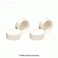 1번 이미지2번 이미지 SciLab® White PP Screwcaps, for Vials & Bottles, with Opentop & Closetop 화이트 스크류 캡, 바이알 & 바틀 겸용