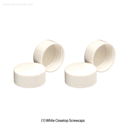 SciLab® White PP Screwcaps, for Vials & Bottles, with Opentop & Closetop 화이트 스크류 캡, 바이알 & 바틀 겸용