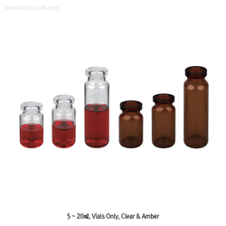 SciLab® 20mm Crimptop Serum Bottle, Alu-seals, Septa, Crimper, and Decapper : Separately With “USP-I” Boro 5.0 Glass, Clear & Amber, Normal Grade, 5~20㎖ Crimptop 세럼 바틀, 알루미늄씰, 셉타, 크림퍼 and 디캐퍼 별매