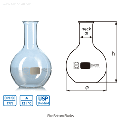 DURAN® Flat Bottom Flask, Boro-glass 3.3, 50~10,000㎖ DIN·ISO·UPS, 평저 플라스크