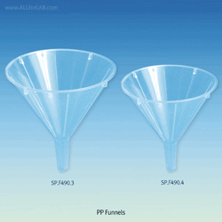 Simport® Disposable Funnel, PP, with 60° Angle & Inside Fluting, Φ56 & 63mm Made of Polypropylene(PP), -10℃+125/140℃, PP 일회용 투명 깔때기