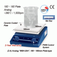 DAIHAN 380℃ Standard Analog & Digital Hotplate Stirrer “MSH-A” & “MSH-D”, Ceramic-coated Plate, 80~1,500 rpm 180×180mm or 260×260mm Plate, with Accurate Temp. Control, Superior Temp Uniformity, with Certi. & Traceability Permanently Brushless Motor(BLDC),