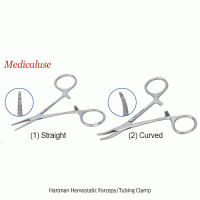 Hartman Hemostatic Forceps/Tubing Clamp, with Serrated Clamp Head, L105mm, Medicaluse Straight- & Curved-type, Stainless-steel 410, 하트만 지혈겸자 포셉 및 튜빙 클램프 겸용, 의료용 & 랩겸용, 비부식