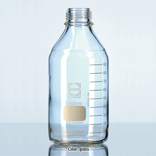 DURAN® Premium GL25~45 Original & GLS80 Wide-neck Laboratory Bottle, Graduated, 10~50,000㎖ Borosilicate Clear Glass 3.3, with Screwcap & Pouring Ring, Autoclavable, Ideal for Culture & Multi-use, 오리지널 & 광구 랩바틀