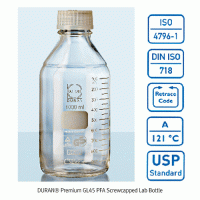 DURAN® Premium GL45 PFA Screwcapped Lab Bottle, with PFA Pouring Ring, -196℃+260℃, 100~1,000㎖ Ideal for Pharmaceutical Field, Aggressive Media Handling, and Depyrogenation, Boro-glass 3.3, 내열 테프론캡 프리미엄 바틀