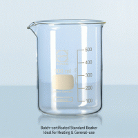DURAN® Premium Batch-certificated Standard Beaker, Standard Low Form, Full range 5~10,000㎖ Ideal for Heating & General use, Borosilicate-glass 3.3, 프리미엄 표준형 유리 비커