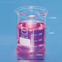 DURAN® Premium Super-Duty Beaker, with Highly Reinforced Rim & Bottom, Low Form, Boro Glass 3.3, 150~5,000㎖ Higher Strength in Impact/Mechanics/Stability, Max Thick-8/9.5mm Rim and -4/5mm Bottom, 프리미엄 슈퍼듀티 비커, 보다 우수한 작업 안정성