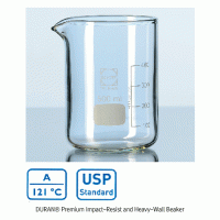 DURAN® Premium Impact-Resist and Heavy-Wall Beaker, with Equality Max-Thick-3.5/4mm, Low Form, Boro Glass 3.3, 100~20,000㎖ 30%(approx) Better Mechanical Strength than Standard, Long Time Life, 프리미엄 내충격/내구성 비커, 긴수명