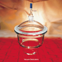 DURAN® Premium NOVUS® Vacuum Desiccator, Boro-Glass 3.3, 100-~300-type With 24/29 Joint PTFE Screw Valve, 고진공 데시케이터, 중판 별도