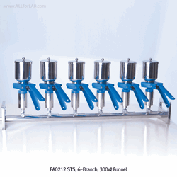 TJV® Vacuum Manifolds & Filter Holder Funnel, Ideal for Strong Solvents & HPLC media With All Stainless-steel & Glass Funnel, Single-/3-/6-Branchs, 진공 매니폴드&필터 홀더