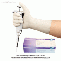 UniGloves Long Cuff Latex Exam Glove, Powder Free, Textured, L295mm Ideal for Safety, Premium Grade AQL 1.5, Natural Color, 롱커프 라텍스 실험장갑
