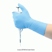 UniGloves® Long Cuff Nitrile Exam Glove, Powder Free, Textured, L295mm Ideal for Safety, Premium Grade AQL 1.5, Light Blue Color, 롱커프 니트릴 실험장갑