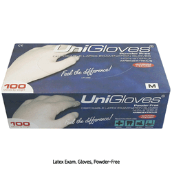 UniGloves® Latex Exam Glove, Powder-Free, Textured, L240mm With Comfortable Grip, Premium Grade AQL 1.5, Ambidextrous, Non-sterile, 라텍스 실험장갑