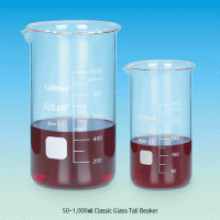SciLab® Classic Tall Beaker, with Graduation, With or Without Spout, 50~1,000mℓ Made of Boro-glass 3.3, Useful for Heating & General-purpose, 유리 톨 비커