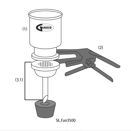 47mm Glass Vacuum Filter Holder / without Flask, with 300㎖ or 500㎖ Glass Funnel with Fritted Glass- or Stainless-steel Screen Support 진공여과장치/홀다, 여과병은 별도