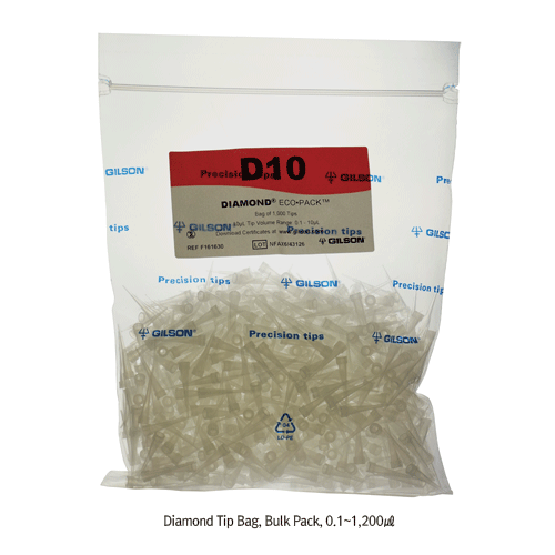 Gilson Diamond Tip, Ideal for Gilson & witeg-pipettors, Made of High-quality Polypropylene, 0.1~10,000㎕ With Bulk·Hinged Rack·Individual Sterile Pack- type, with Graduated Volume Markers, Autoclavable, 길슨 정밀 피펫터 팁