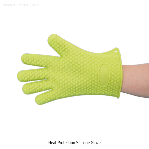 Heat Protection Silicone Glove, with Hot - cushion & Grib Surface With 5 Finger Grip, Heat Resistant up 230℃, 실리콘 고온용 장갑