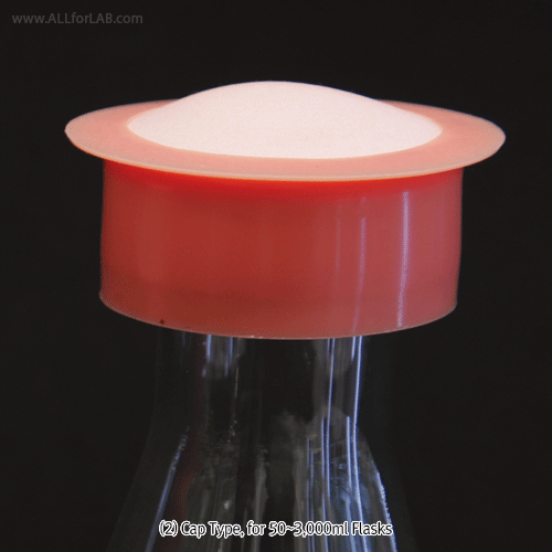 ShinEtsu® Silicosen® Silicone Rubber Stopper & Snap Cap, Air Permeable, for Culture Tube·Flask·BottleFor Cultivation of Micro-organism, Yeasts, Molds and Others, 가스 투과성 실리콘 고무 스토퍼