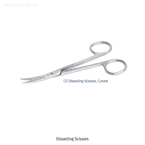 Hammacher® Premium Dissecting Scissors, Rustproof Stainless-steel, L115 & 120mm With Sharp-Sharp Tip, Very Delicate, 프리미엄 미세 해부용 가위, 독일제, 비부식