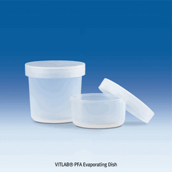 VITLAB® PFA Evaporating Dish, with Snap on Lid (PE), 25 & 50㎖, Autoclavable Excellent Resistance to Chemical and Corrosion, -200℃+260℃, 투명 테프론 증발접시