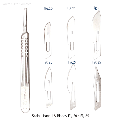 Hammacher® Scalpel Blade & Handle, Medical-gradeMade of Chrome Nickel Steel(CrNi 18/8), Rustless, 외과용 메스 블레이드 및 핸들