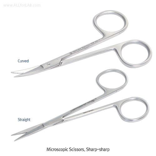 Hammacher® Premium Traditional Microscopic Scissors, Rustproof Stainless-steel, L90~130mm With Sharp-Sharp Tip, Simple Type, 프리미엄 정밀 미세 가위, 독일제, 비부식