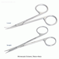 Hammacher® Premium Traditional Microscopic Scissors, Rustproof Stainless-steel, L90~130mm With Sharp-Sharp Tip, Simple Type, 프리미엄 정밀 미세 가위, 독일제, 비부식