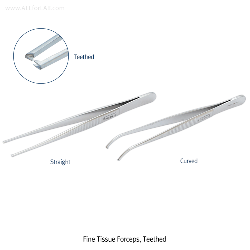 Hammacher® Premium Fine Tissue Forceps, with Teethed, L130 & 145mm, Medicaluse (1) Straight-type and (2) Curved-type, Stainless-steel 410, 프리미엄 파인 티슈 포셉, 독일제 의료용, 비부식