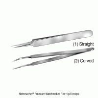 Hammacher® Premium Watchmaker Fine-tip Forceps, L110mm, Medicaluse With Straight- & Curved-type, Sharp & Smooth-Tip, Stainless-steel 420, 프리미엄 정밀팁 포셉/핀셋, 독일제 의료용