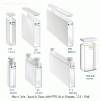 Macro Cells, Quartz & Glass, with PTFE Lid or Stopper, 0.35 ~ 35㎖
