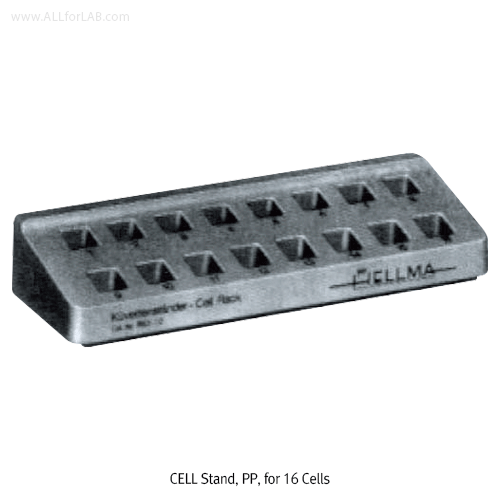Hellma® CELL Holder, PP, for 16 Cells, -10℃+125/140℃ For Path 10mm Cell, Autoclavable, 16 Holes, 스펙트로-셀 스탠드