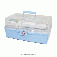 Iljin® Smart® First Aid Kit, 3 Tiered System, Medicaluse With 19 items(34×21×h16cm), and 13 items(30×17×h13cm) With PP Case & Translucent Lid, 다기능 “스마트” 구급함