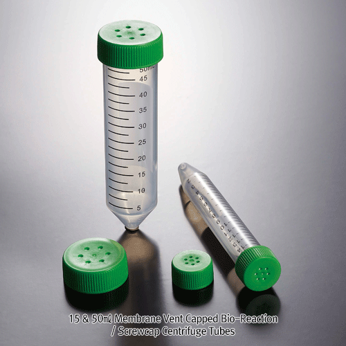 Biofil® 15 & 50㎖ Membrane Vent Capped Bio-Reaction/Screwcap Centrifuge Tube, PP With 0.22㎛ Membrane, Fine Graduated, Sterile, PP 멤브레인 캡 원심관
