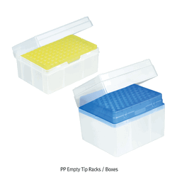 VITLAB® PP Empty Tip Rack/Box, 96-Wells & Hinged Lid, Color-coded Mounting Plate, for 20~1000㎕ Tips Ideal for BRAND & VITLAB Tips, Two Functions Lid of Hinge and Snap-on, Autoclavable at 121℃, 피펫터 팁용 공박스