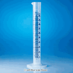 VITLAB® B-class PP Graduated Cylinders, with Raised Blue- & Mould-Scale, 10~2000㎖With Hexagonal Base, 0℃~125/140℃, PP 메스실린더, B급