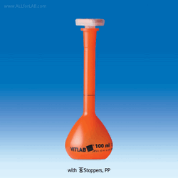 VITLAB® PMP A-class Certified Volumetric Flask, Crystal-clean, Quality Traceable, 10~1,000㎖ With Lot. No.·Certificate·Stopper, DIN/ISO, 0℃~150/180℃ Stable, A-급 PMP 메스 플라스크, 배치보증서부