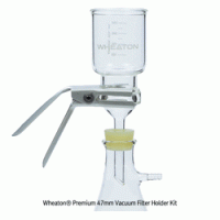 Wheaton® Premium 47mm Vacuum Filter Holder Kit, without Flask, for 300㎖~up to 1,000㎖ With Fritted Glass·PTFE FaceWheaton® Premium 47mm Vacuum Filter Holder Kit, without Flask, for 300㎖~up to 1,000㎖ With Fritted Glass·PTFE Faced·SS Screen-Base, 진공여과장치, 여과병