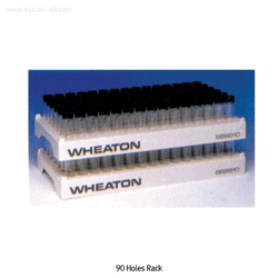 Wheaton® 36~90 holes PP White-gray Vial Racks, Autoclavable, Stackable With Hole id Φ15.5~30mm, Heat Resistant at -10℃+125/140℃, 36~90 홀 바이알 랙
