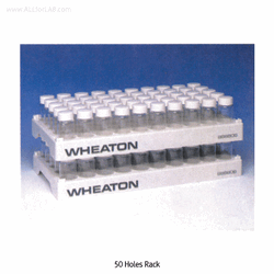 Wheaton® 36~90 holes PP White-gray Vial Racks, Autoclavable, Stackable With Hole id Φ15.5~30mm, Heat Resistant at -10℃+125/140℃, 36~90 홀 바이알 랙