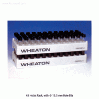 Wheaton® 36~90 holes PP White-gray Vial Racks, Autoclavable, Stackable With Hole id Φ15.5~30mm, Heat Resistant at -10℃+125/140℃, 36~90 홀 바이알 랙
