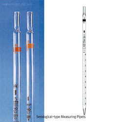 “witeg” Premium Certified AS-and B-class SEROLOGICAL Measuring Pipet, 0.1~50㎖ With Amber Stain Graduation & Color-code, DIN/ISO, 세로로지컬 메스(전량)피펫, 갈색침투눈금