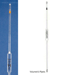 “witeg” Premium Certified AS-and B-class Volumetric Pipet, with Batch Certificate, 0.5~100㎖ With Amber Stain Graduation & Color-code, DIN/ISO, 볼류메트릭/홀 피펫, 갈색침투눈금
