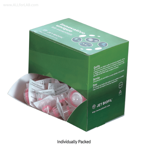 JetBiofil® Syringe Driven Filter, Sterilized Individually Package & Non-Sterilized Bulk Package, Available with 5 Membrane-typesWith PP Housing, Non-pyrogenic Quality Traceable, Multi-used for Membrane,멸균& 비멸균 시린지 필터