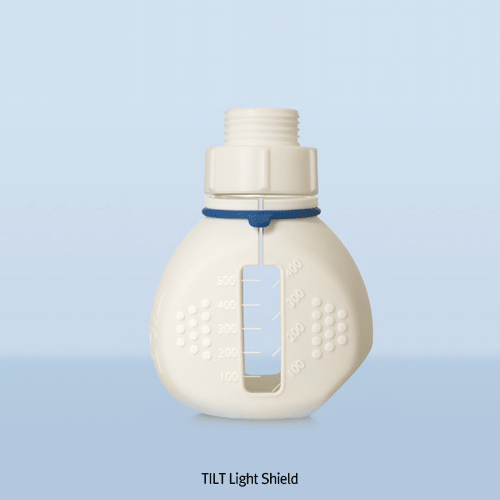 DURAN® TILT GL56 Media Bottle, Unique 45° TILT Position, 500㎖ With White GL56 PP Screwcap, 2-positioned Bottom, Boro-glass 3.3, GL56 틸트 바틀