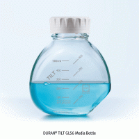 DURAN® TILT GL56 Media Bottle, Unique 45° TILT Position, 500㎖ With White GL56 PP Screwcap, 2-positioned Bottom, Boro-glass 3.3, GL56 틸트 바틀