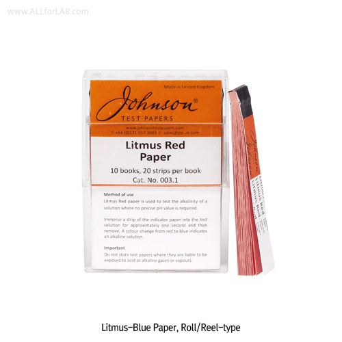 Johnson® Litmus-Blue·Red·Neutral (Book & Roll-type) Paper, for Simple Test of pH-Acidity·Alkalinity of a Solution “ 리트머스” 페이퍼, 용액의 pH - 간편시험지, 북 & 롤-타입