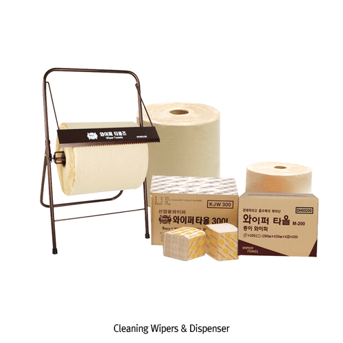 Say+® Disposable Brown Cleaning Wiper & Dispenser, Made of 100% Virgin Natural Pulp With Special Embossing Texture, 4-Layer, Wiping Water·Oil·Grease·Almost Solvent, 갈색 일회용 종이와이퍼